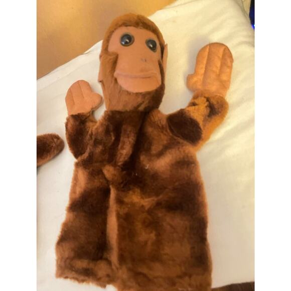 2 Hand Puppet Mighty Star Plush Stuffed MONKEY & DOG - Picture 2 of 3